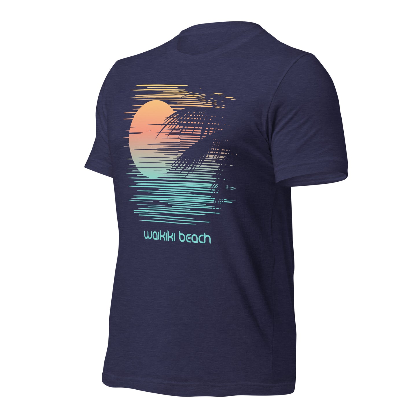 Artistic Waikiki Beach Oahu Hawaii Palm Tree Vacation Souvenir Unisex T-Shirt