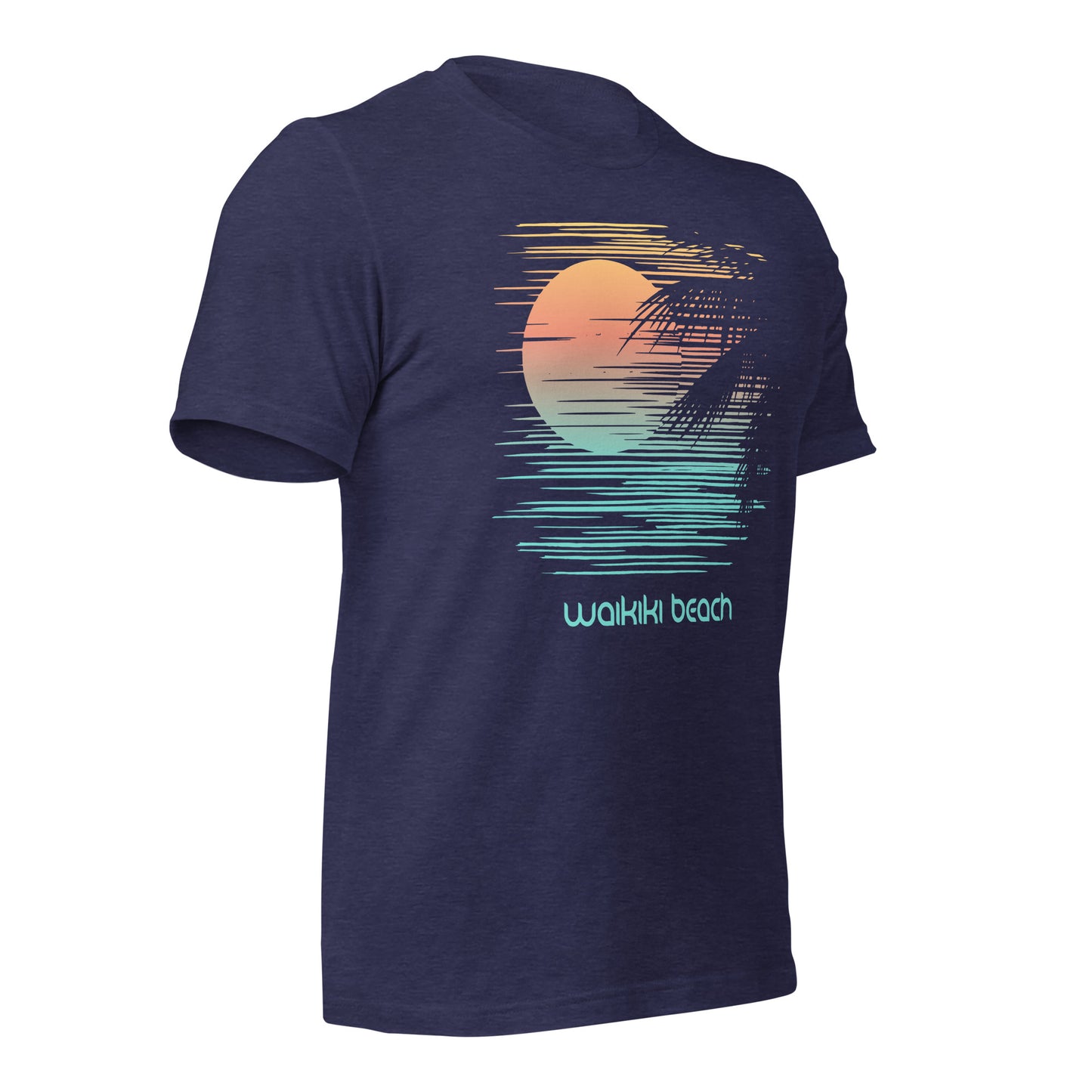 Artistic Waikiki Beach Oahu Hawaii Palm Tree Vacation Souvenir Unisex T-Shirt