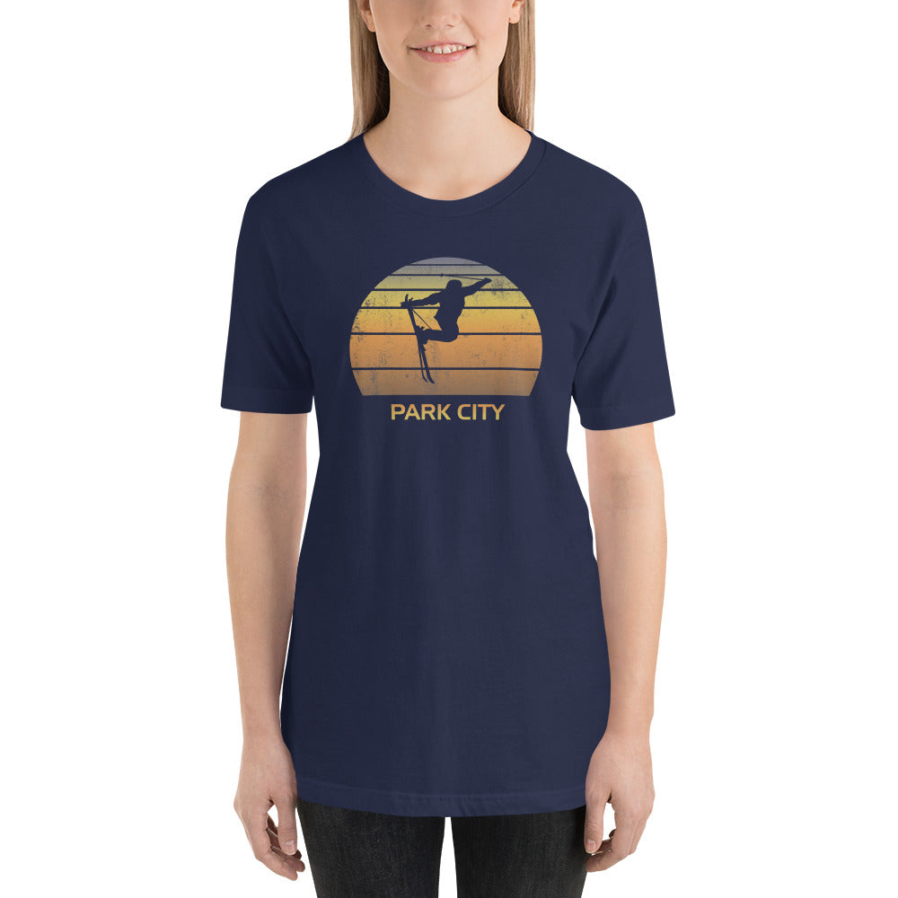 Cool Retro Park City Utah Skiing Ski Fan Unisex T-Shirt