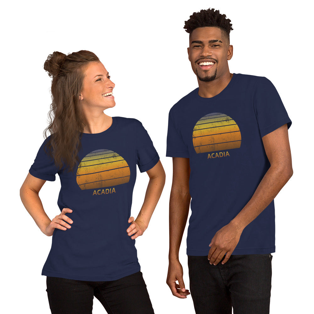 Retro Acadia National Park Souvenir Vacation Sunset Unisex T-Shirt