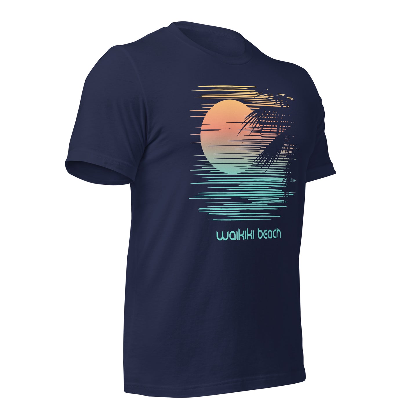 Artistic Waikiki Beach Oahu Hawaii Palm Tree Vacation Souvenir Unisex T-Shirt