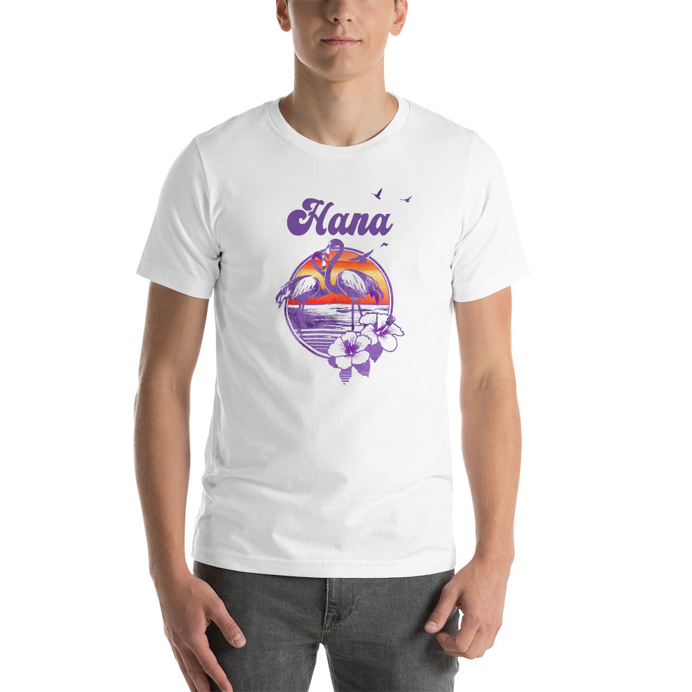 Retro Hana Maui Hawaii Beach Flamingo Hibiscus Unisex T-Shirt