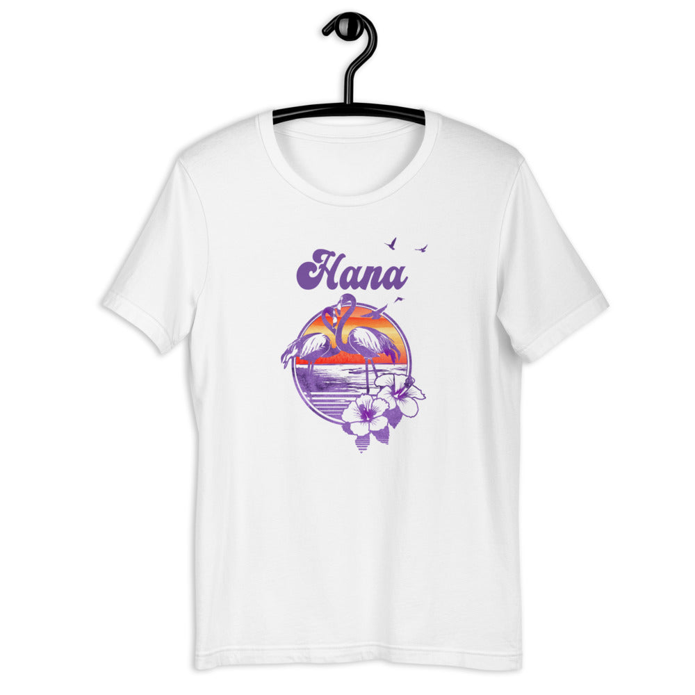 Retro Hana Maui Hawaii Beach Flamingo Hibiscus Unisex T-Shirt