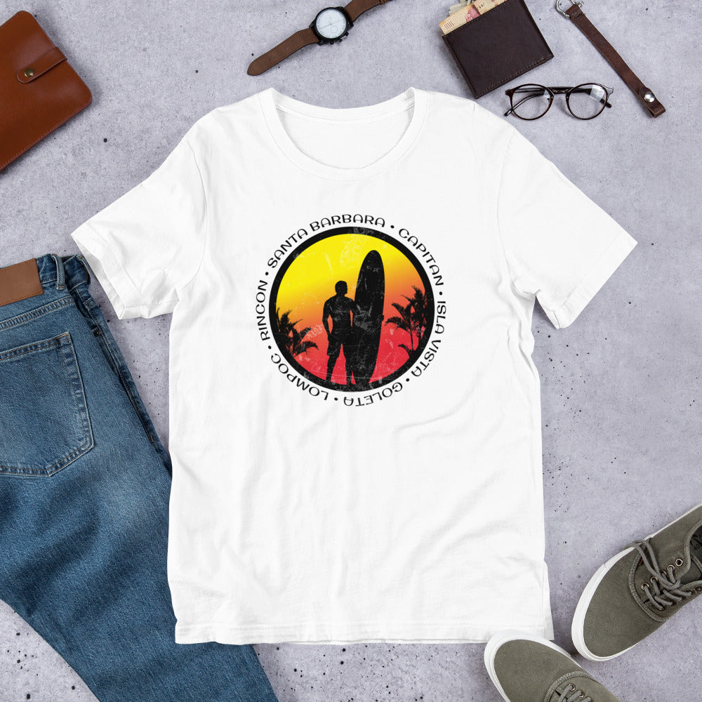 Cool Santa Barbara California Surf Fan Surfing Lover Beach Unisex T-Shirt