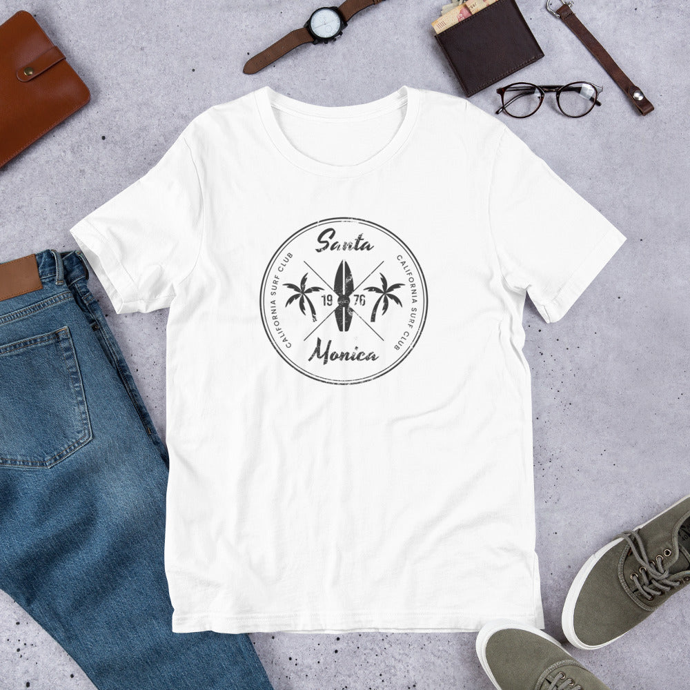 Retro Santa Monica California Surfing Fan Beach Unisex T-Shirt