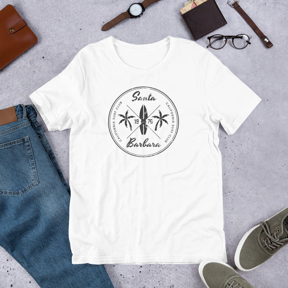Retro Santa Barbara California Surfing Fan Beach Unisex T-Shirt