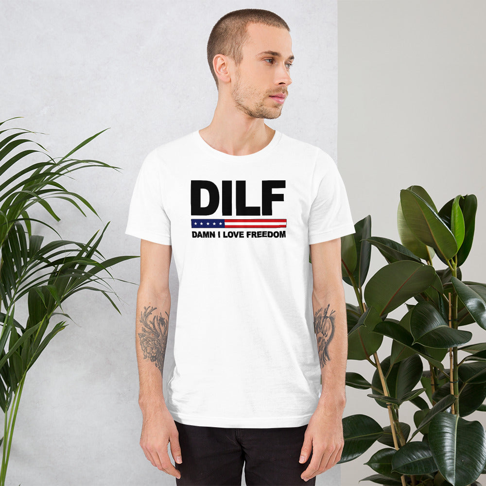Funny DILF Military Service Freedom 4th Of July USA Flag Joke Unisex T-Shirt