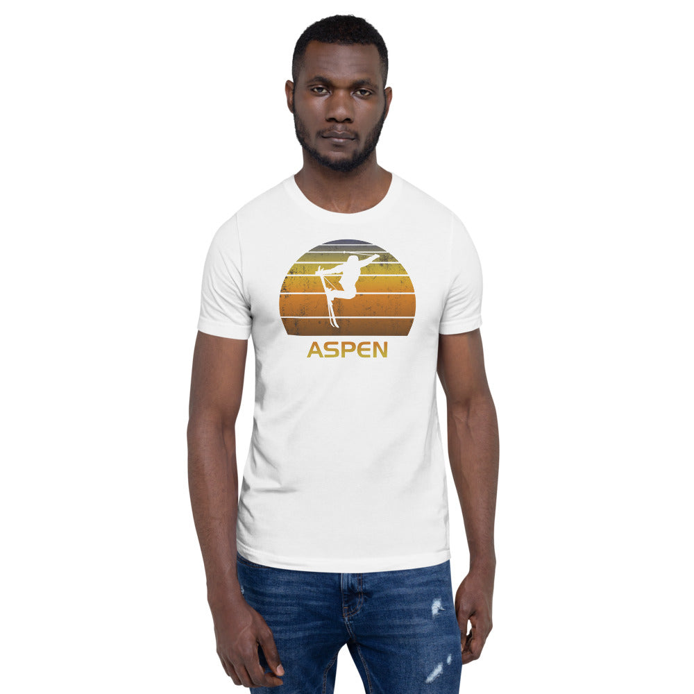 Cool Retro Aspen Colorado Skiing Ski Fan Unisex T-Shirt