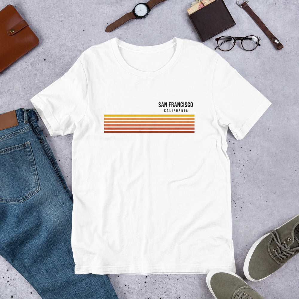 Retro San Francisco California Vacation Stripes Unisex T-Shirt