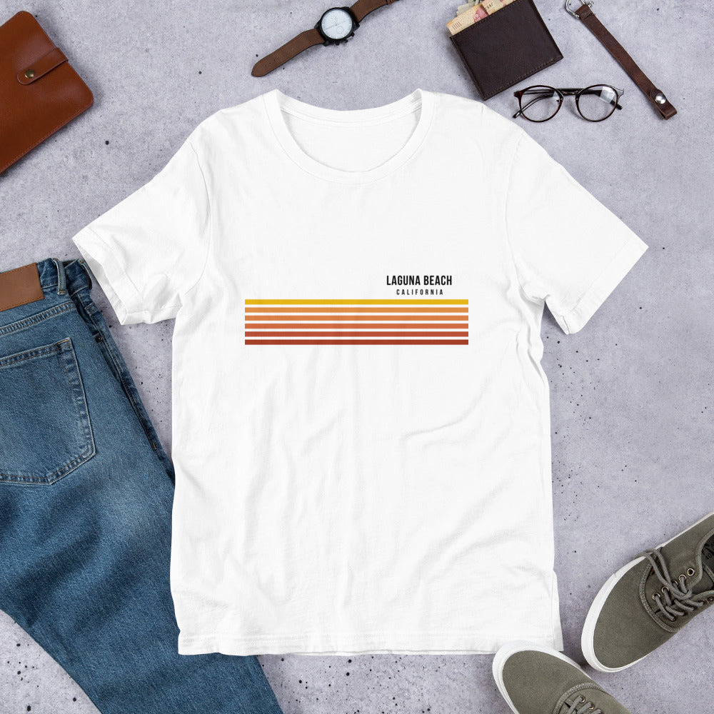 Retro Laguna Beach California Vacation Stripes Unisex T-Shirt