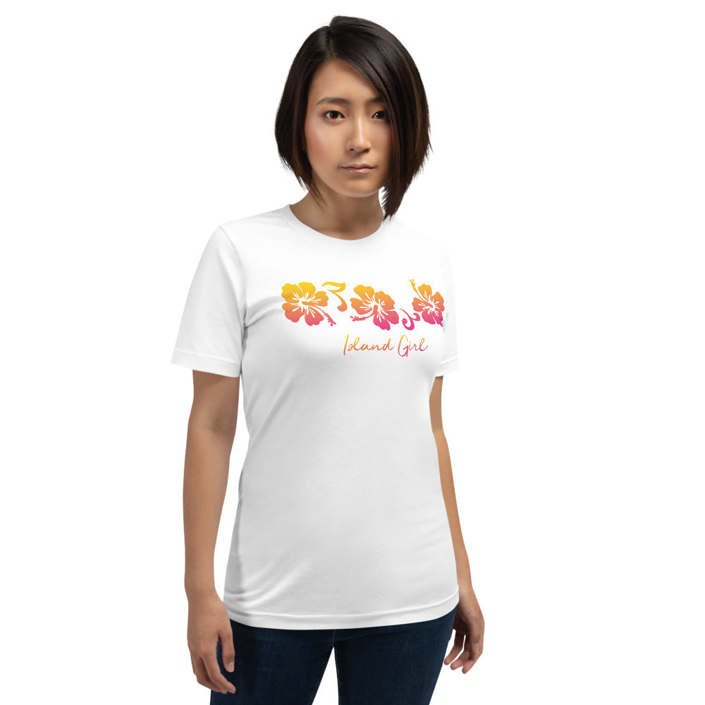 Artistic Hawaiian Island Unisex T-Shirt Hibiscus Flower Hawaii Beach Women Girls