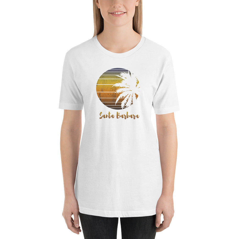 Retro Santa Barbara California Beach Vacation Souvenir Palm Tree Unisex T-Shirt