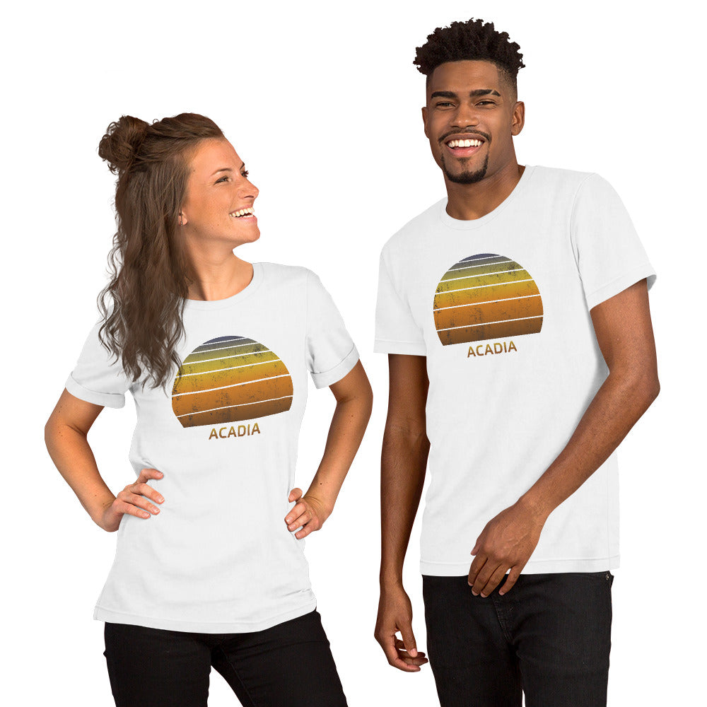 Retro Acadia National Park Souvenir Vacation Sunset Unisex T-Shirt