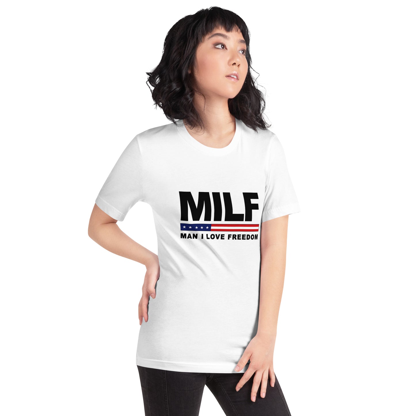 Funny MILF Military Service 4th Of July USA Flag Freedom Joke Unisex T-Shirt