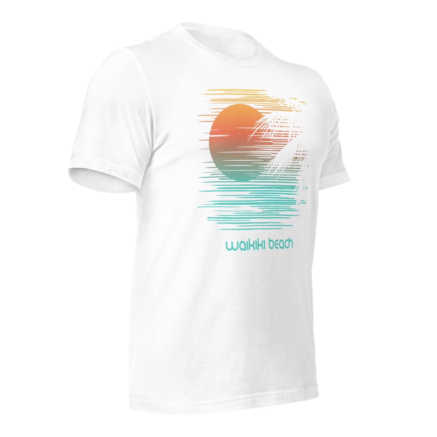 Artistic Waikiki Beach Oahu Hawaii Palm Tree Vacation Souvenir Unisex T-Shirt