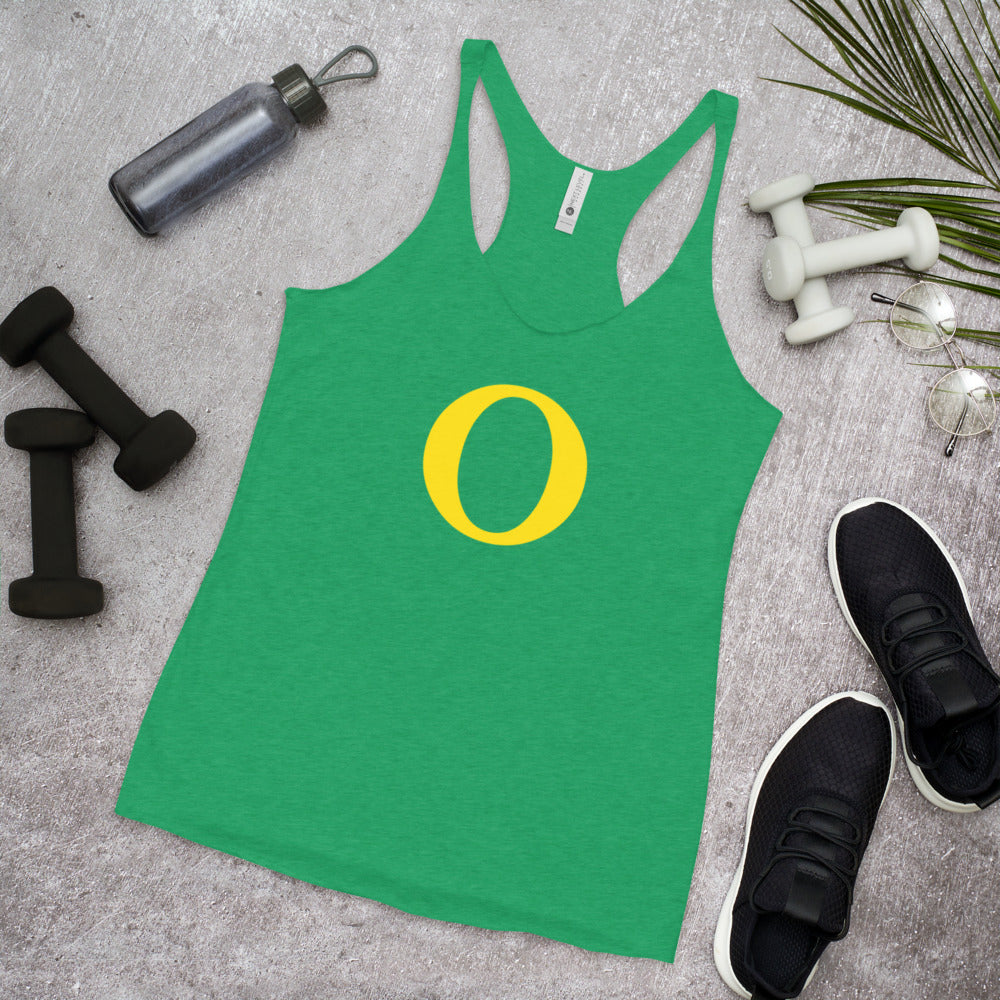 Oregon Letter O College Football Fan Women's Racerback Tank Top
