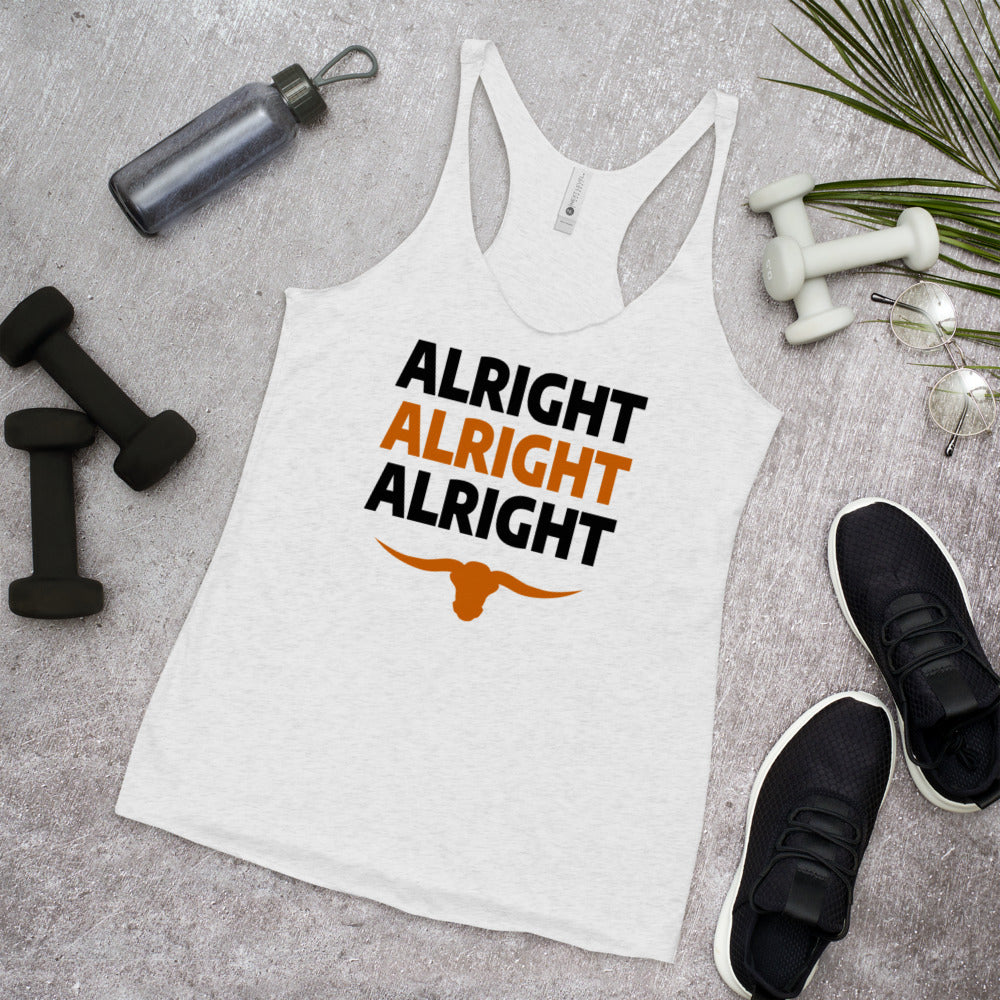 Alright Alright Alright Texas Fan College Football Women's Racerback Tank Top