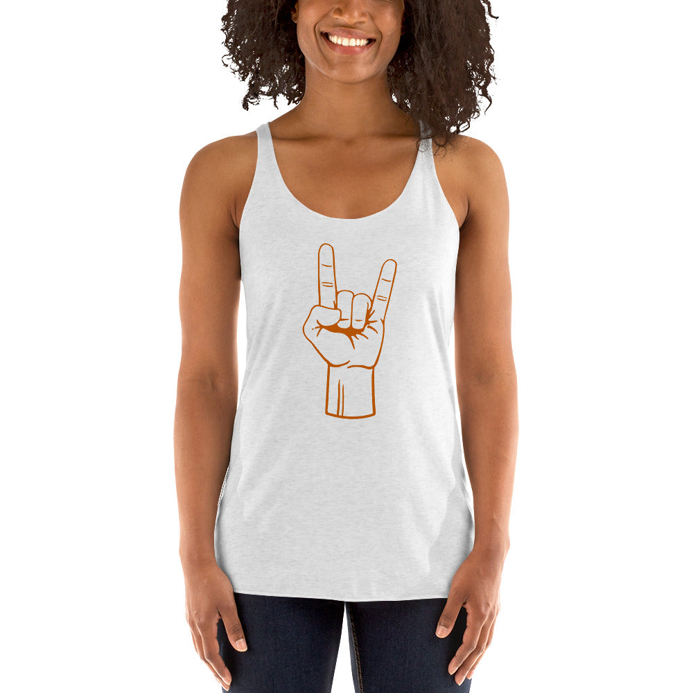 Texas Rocker Long Horn Hand Sign College Football Fan Women's Racerback Tank Top