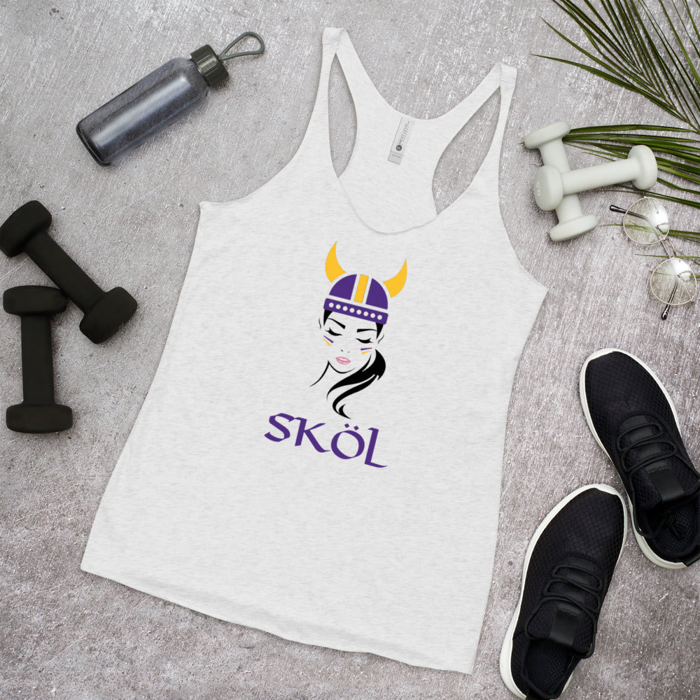 Skol Viking Chant Slogan Female Girl Minnesota Fan Football Women's Racerback Tank Top