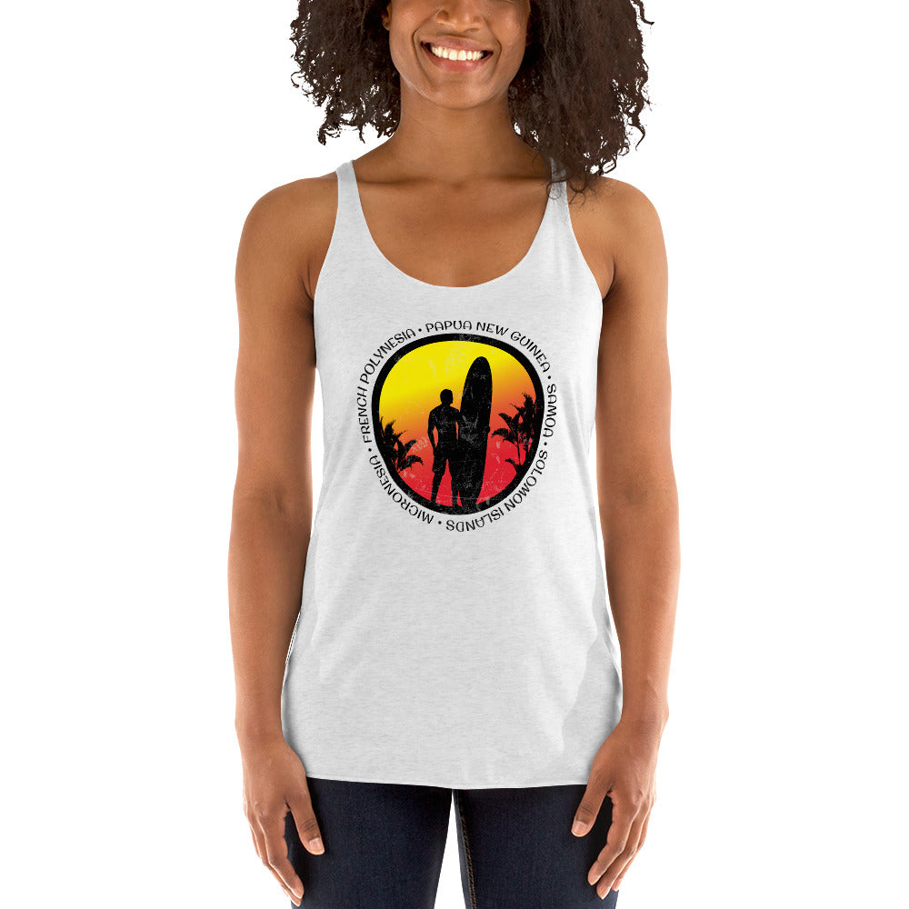 Cool South Pacific Surf Fan Surfing Lover Beach Women's Racerback Tank Top