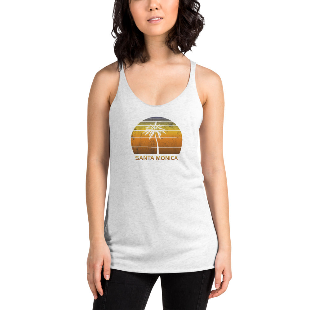 Vintage Santa Monica California Beach Women's Racerback Tank Top Sunset Vacation