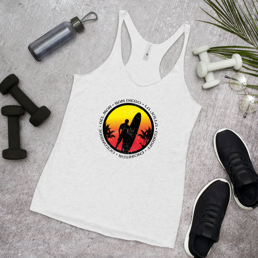 Cool San Diego County California Surf Fan Surfing Lover Beach Women's Racerback Tank Top