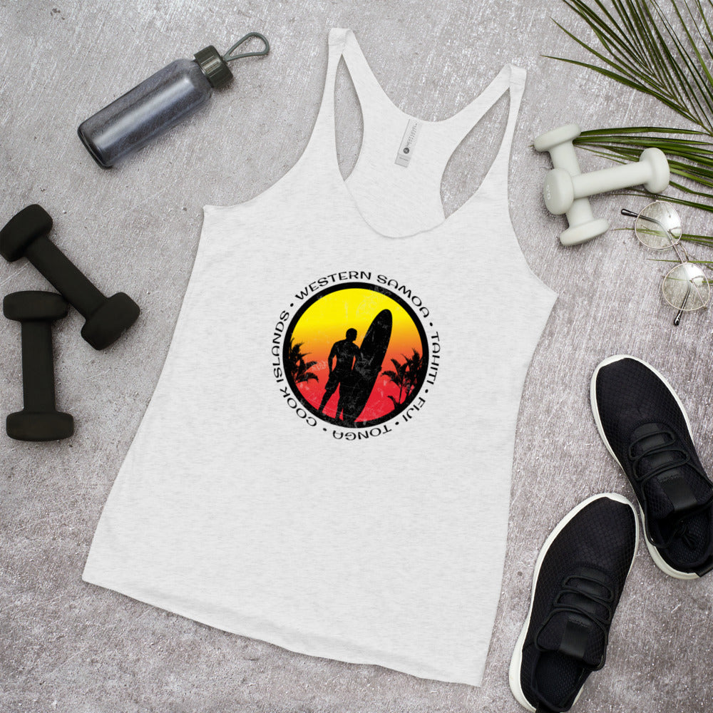 Cool Pacific Islands Surf Fan Surfing Lover Beach Women's Racerback Tank Top