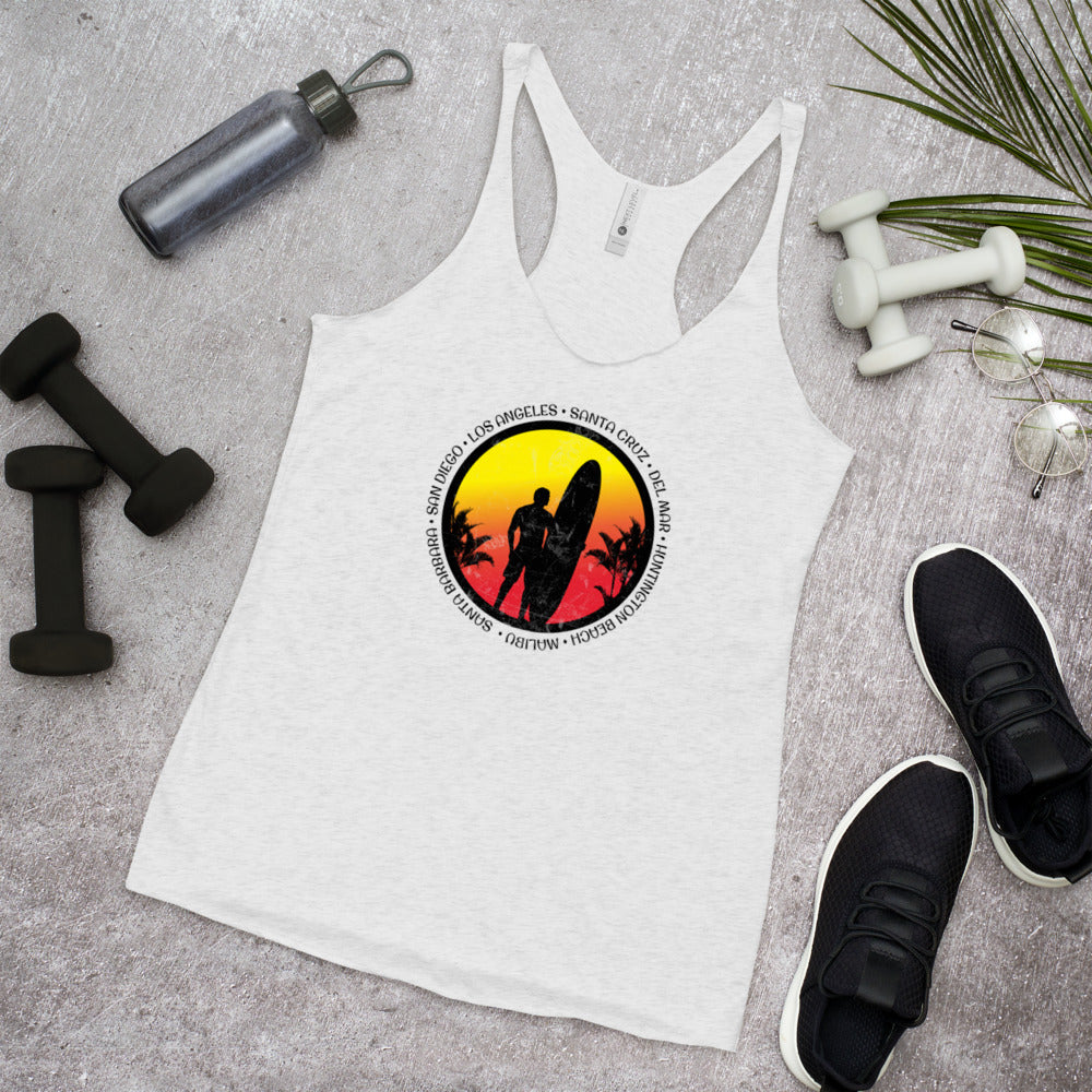 Cool California Surf Fan Surfing Lover Beach Women's Racerback Tank Top