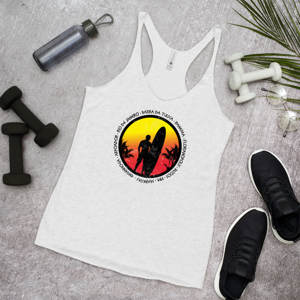 Cool Brazil Surf Fan Surfing Lover Beach Women's Racerback Tank Top