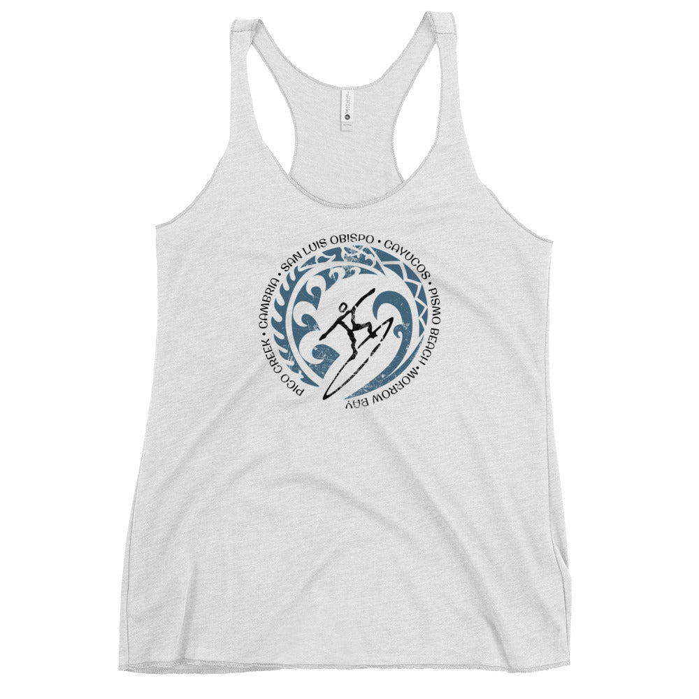 Cool San Luis Obispo California Surf Surfing Fan Women's Racerback Tank Top