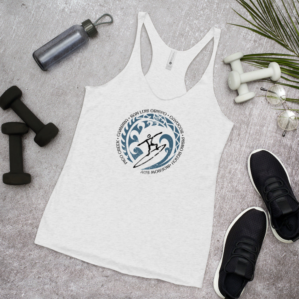 Cool San Luis Obispo California Surf Surfing Fan Women's Racerback Tank Top