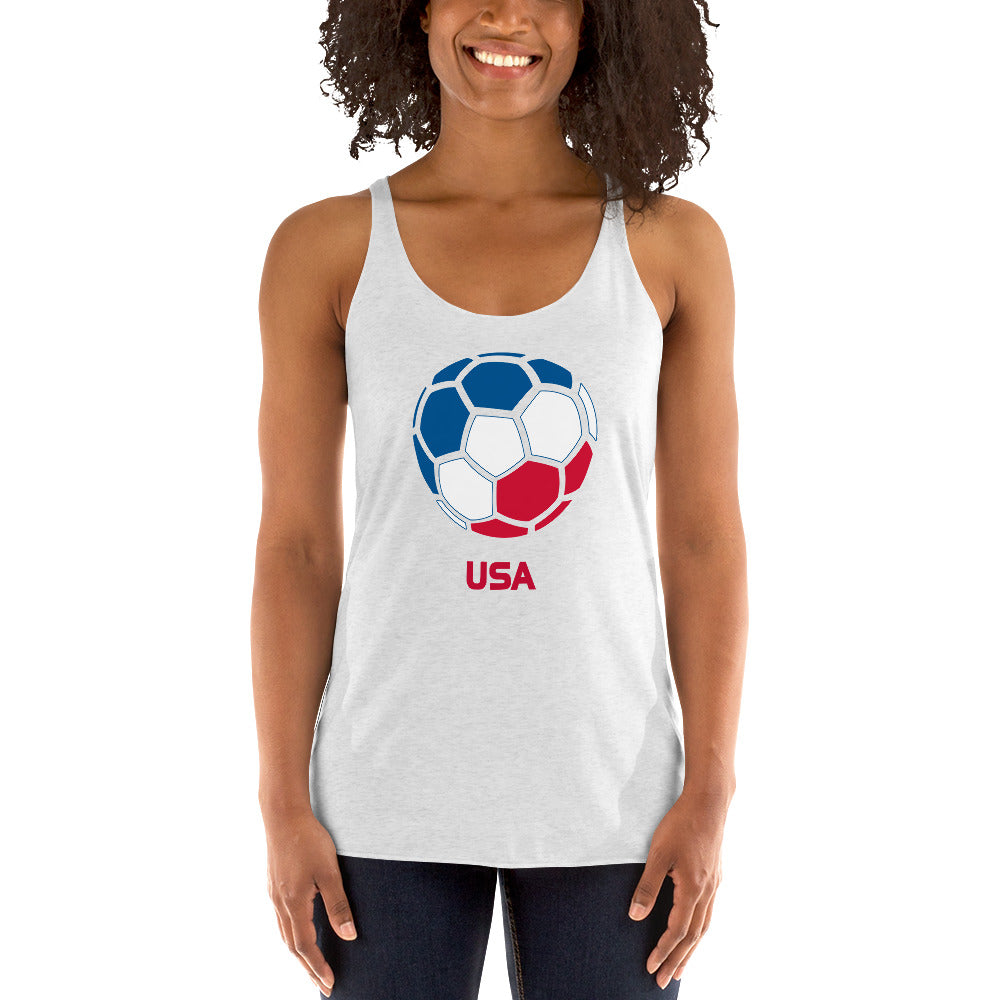 USA United States National Soccer Team Football Pride Country Flag Women's Racerback Tank Top