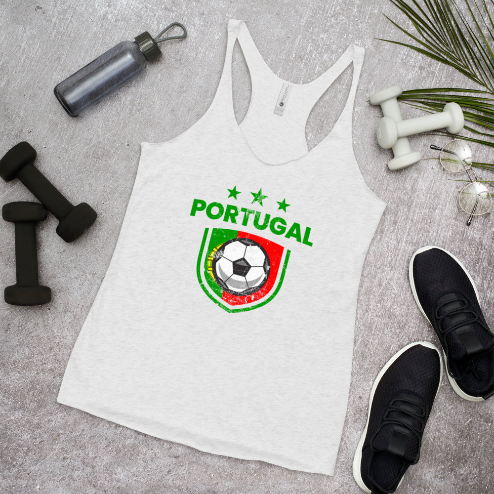 Retro Portugal Soccer Team Football Fan Country Portuguese Flag Women's Racerback Tank Top