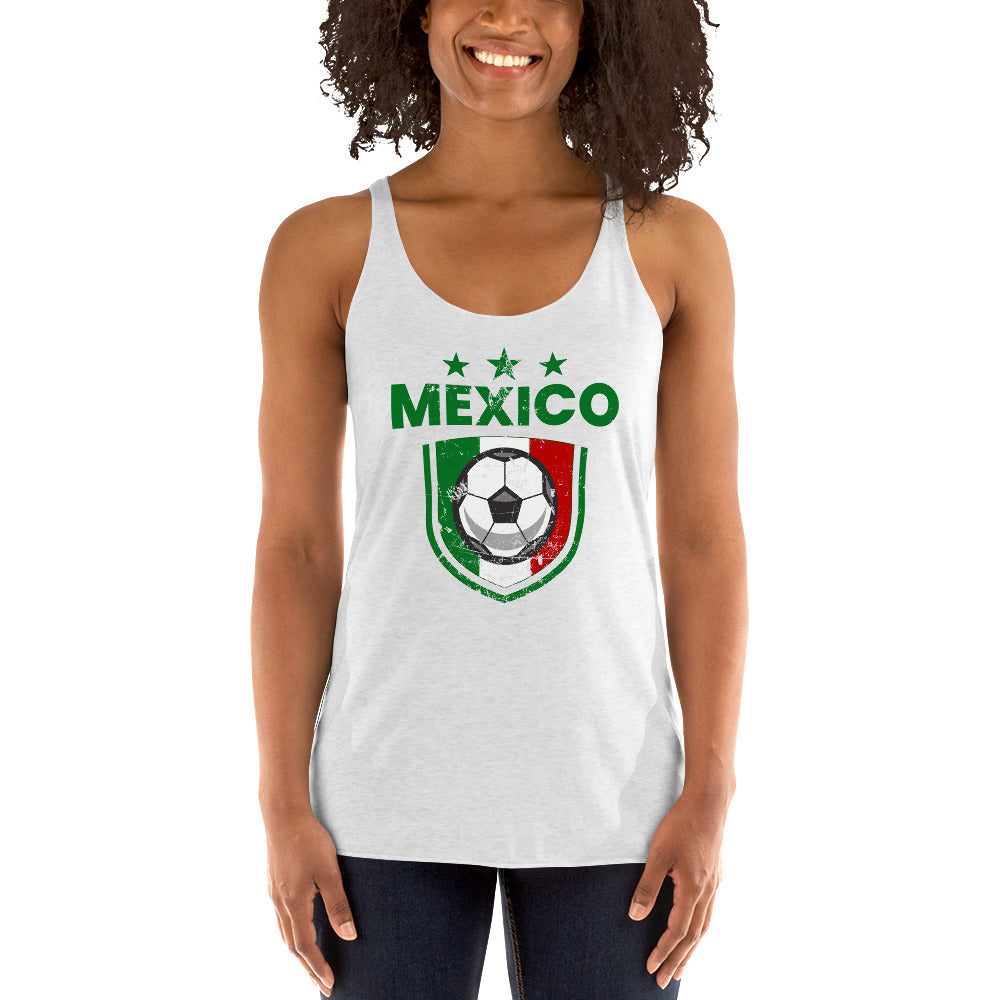 Retro Mexico Soccer Team Football Fan Country Mexican Flag Women's Racerback Tank Top