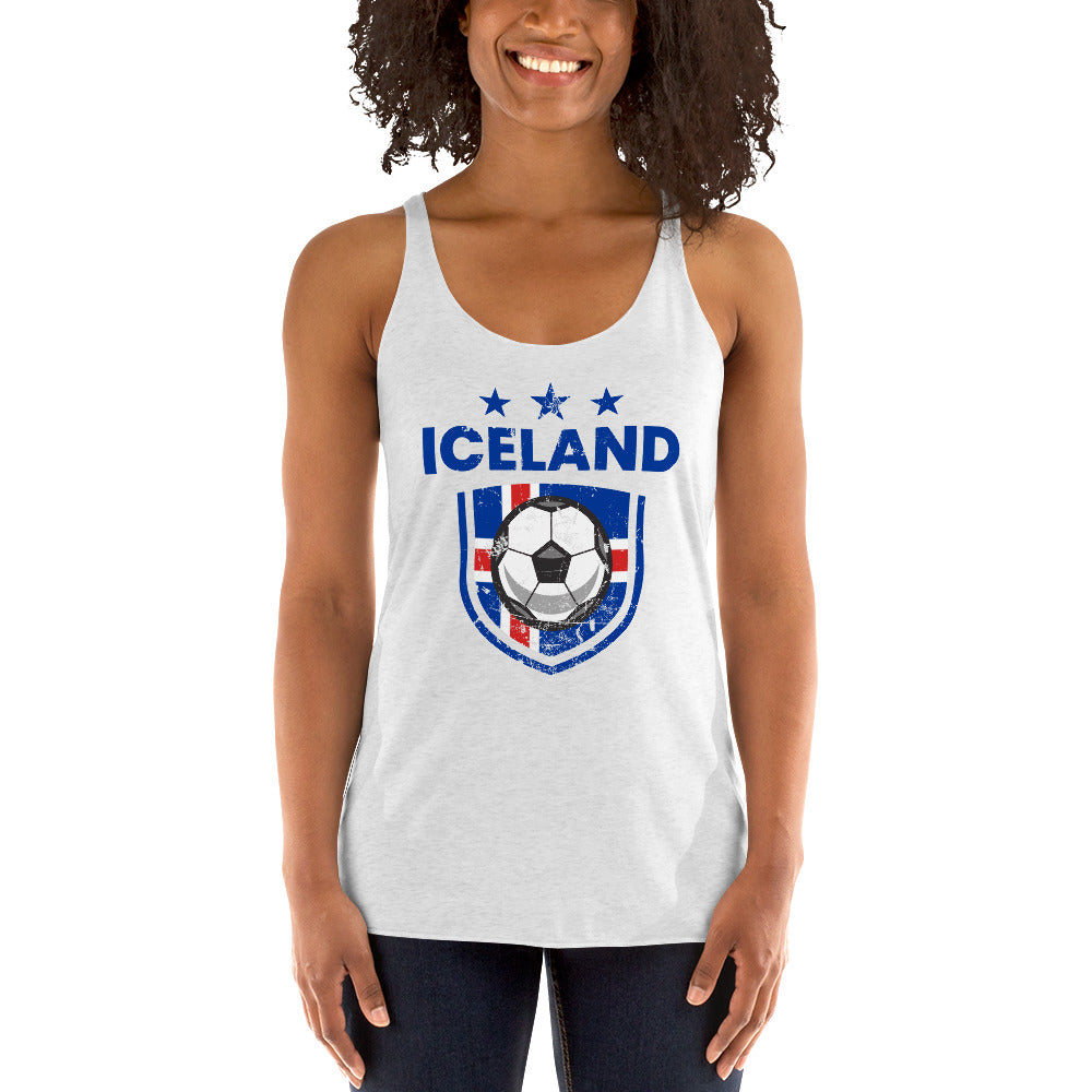 Retro Iceland Soccer Team Football Fan Country Icelandic Flag Women's Racerback Tank Top