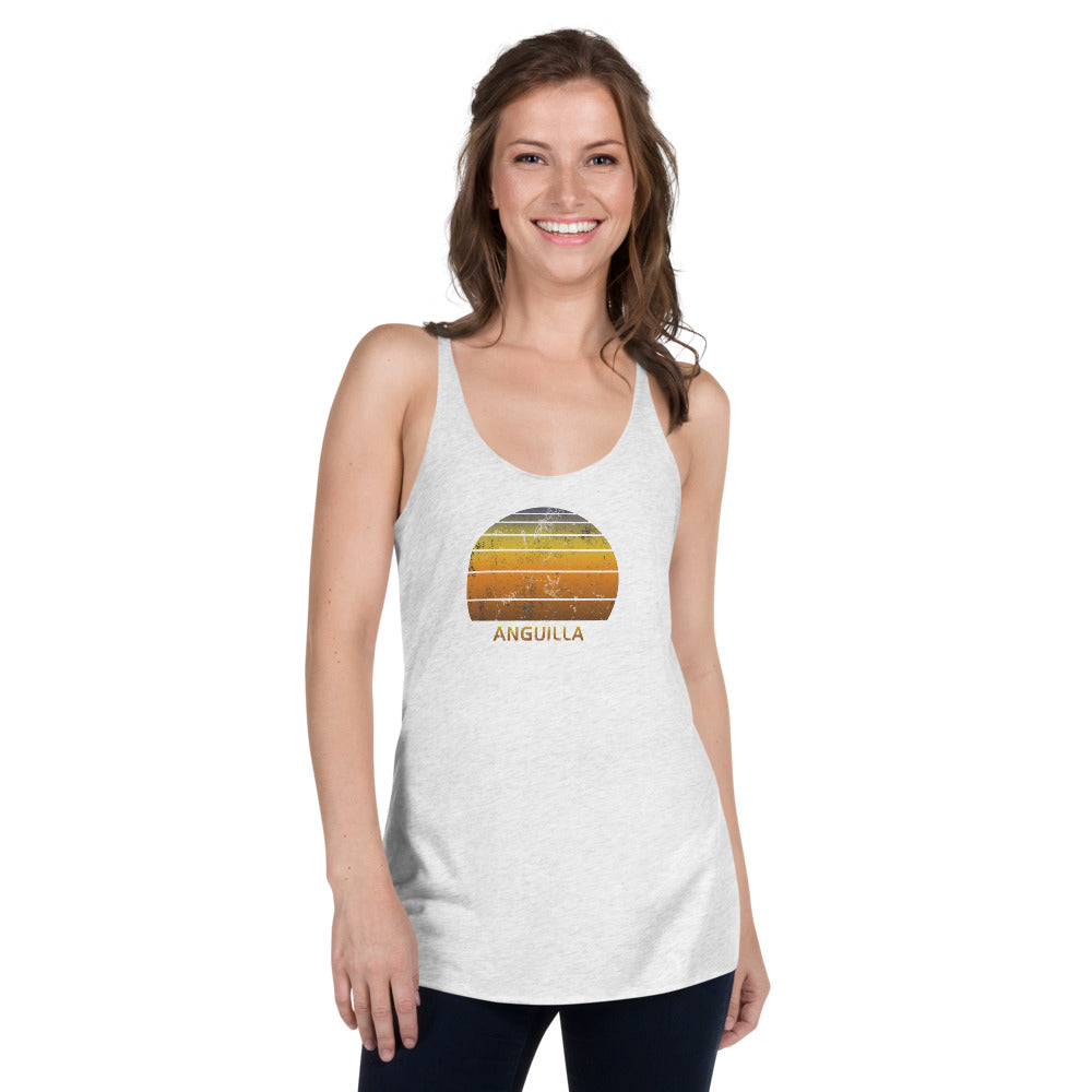 Retro Anguilla Beach Vacation Souvenir Women's Racerback Tank Top