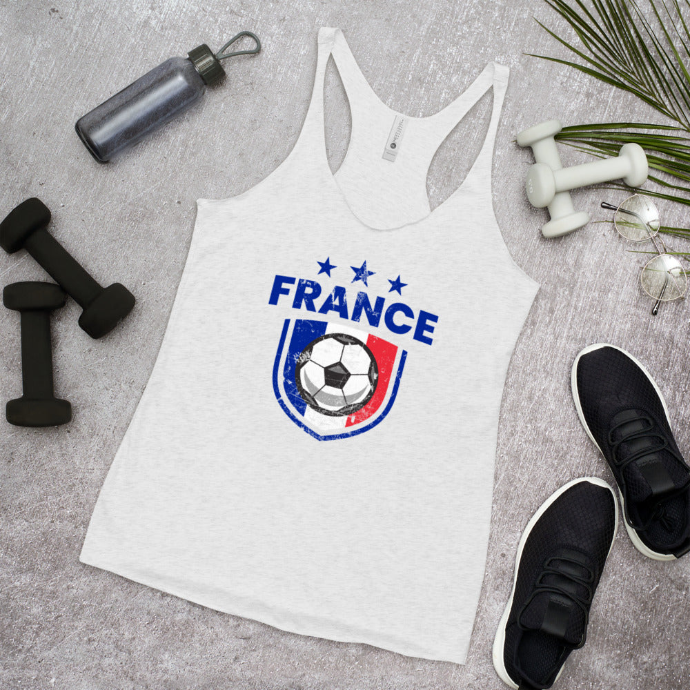 Retro France Soccer Team Football Fan Country French Flag Women's Racerback Tank Top