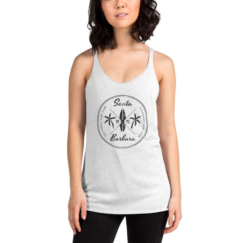 Retro Santa Barbara California Surfing Fan Beach Women's Racerback Tank Top