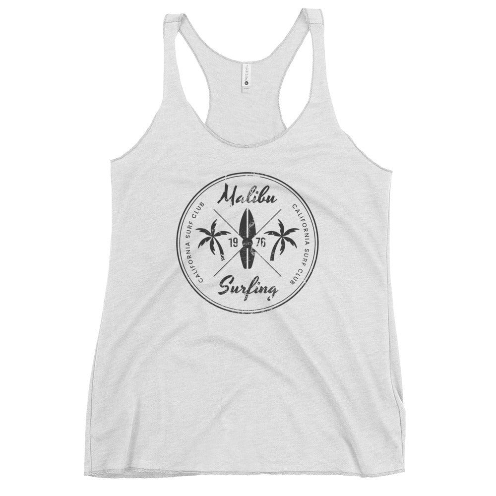 Retro Malibu California Surfing Fan Beach Women's Racerback Tank Top