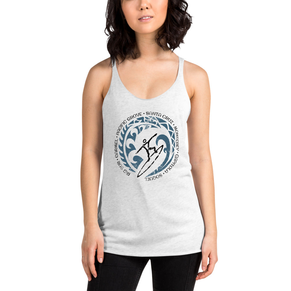 Cool Carmel Santa Cruz California Norcal Surf Surfing Fan Women's Racerback Tank Top