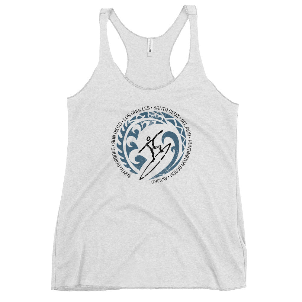 Cool California Surf Surfing Fan Women's Racerback Tank Top