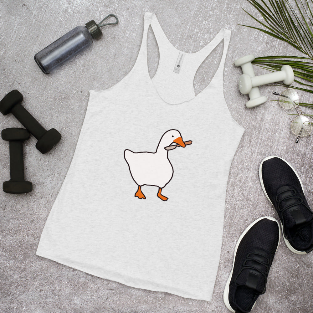 Funny Untitled Goose Gamer Video Game Fan Women's Racerback Tank Top