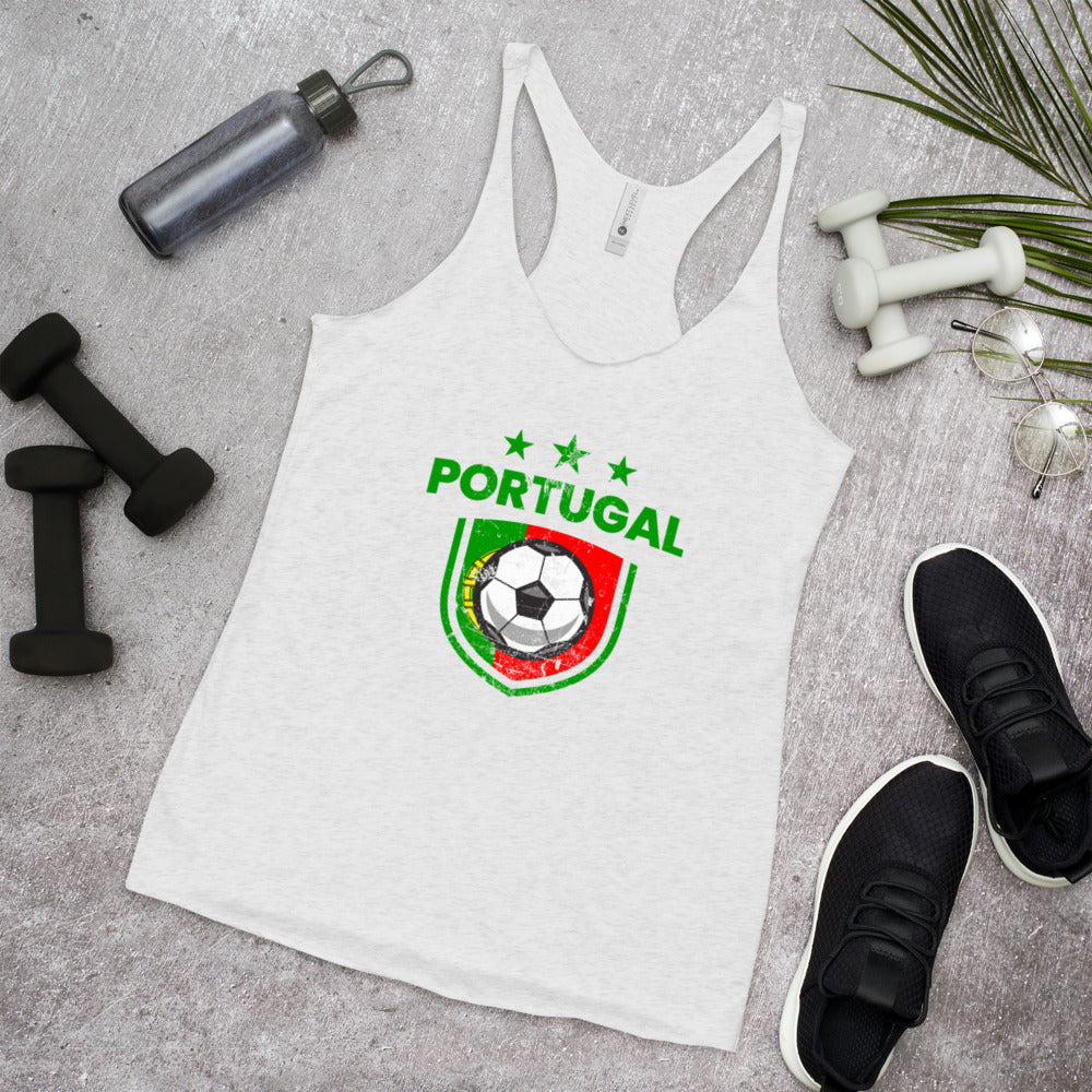 Retro Portugal Soccer Team Football Fan Country Portuguese Flag Women's Racerback Tank Top