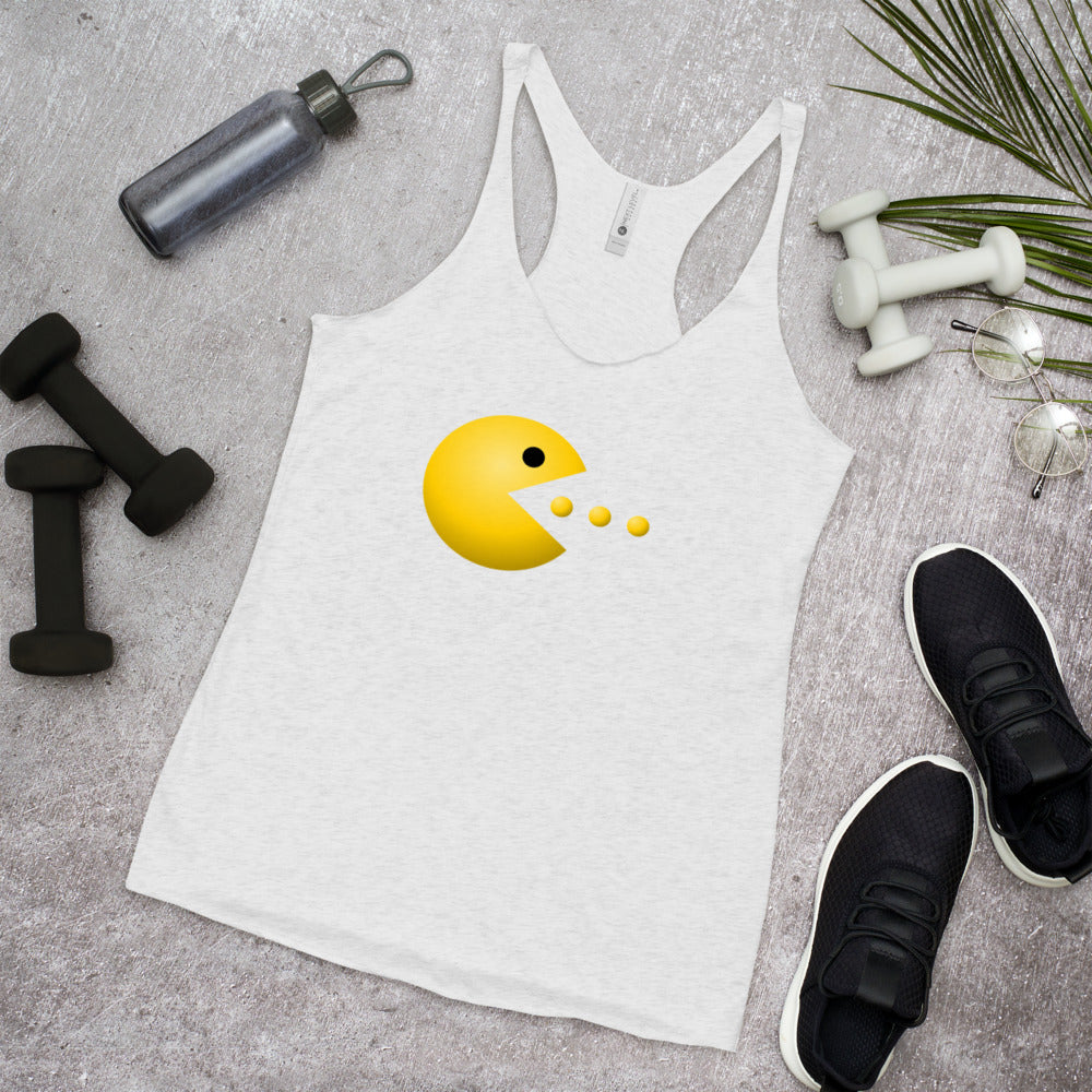Retro Old School Video Game Fan Arcade Pac Man Gamer Women's Racerback Tank Top