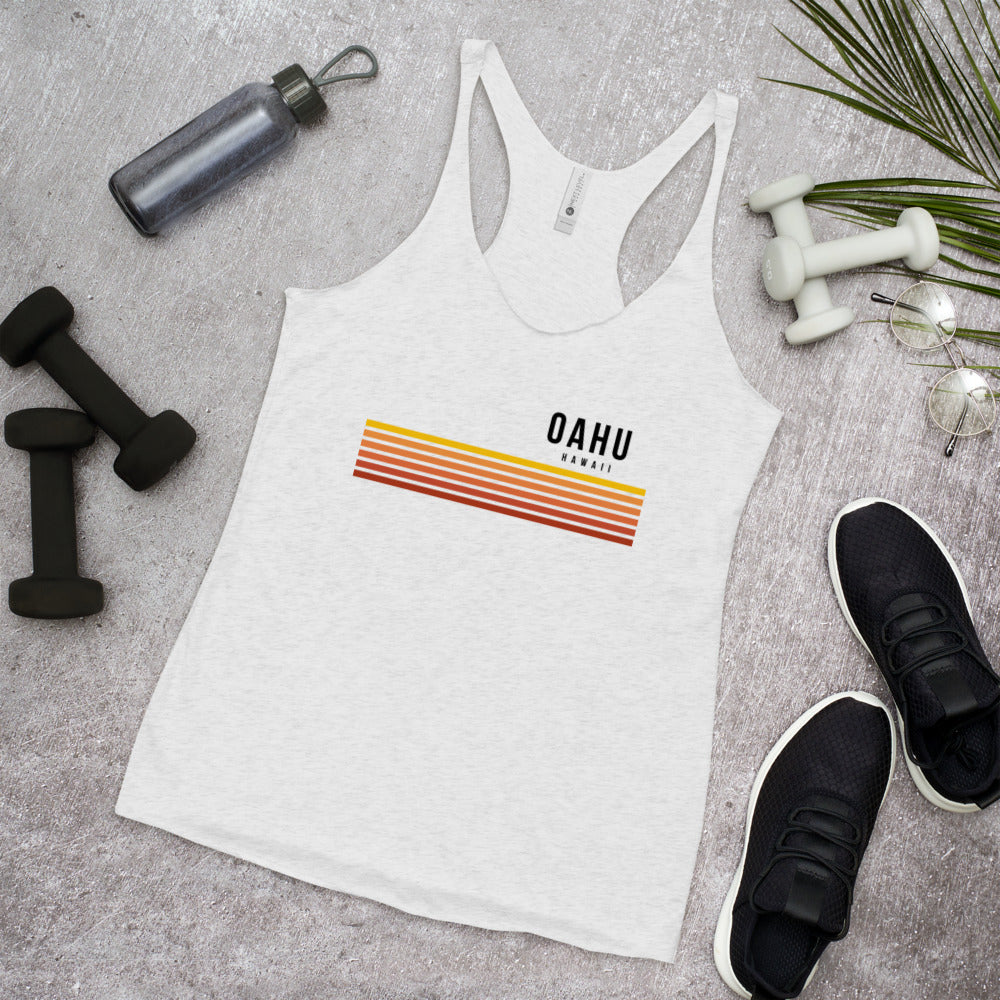 Retro Oahu Hawaii Vacation Stripes Women's Racerback Tank Top