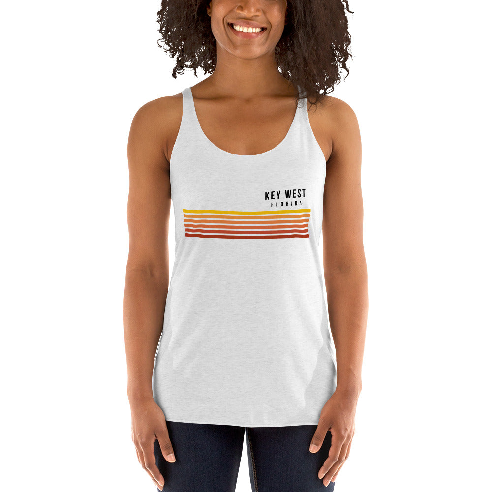 Retro Key West Florida Vacation Stripes Women's Racerback Tank Top