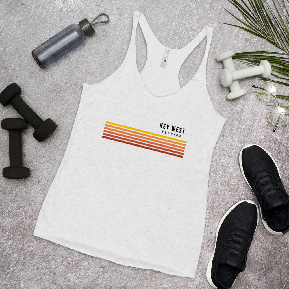 Retro Key West Florida Vacation Stripes Women's Racerback Tank Top