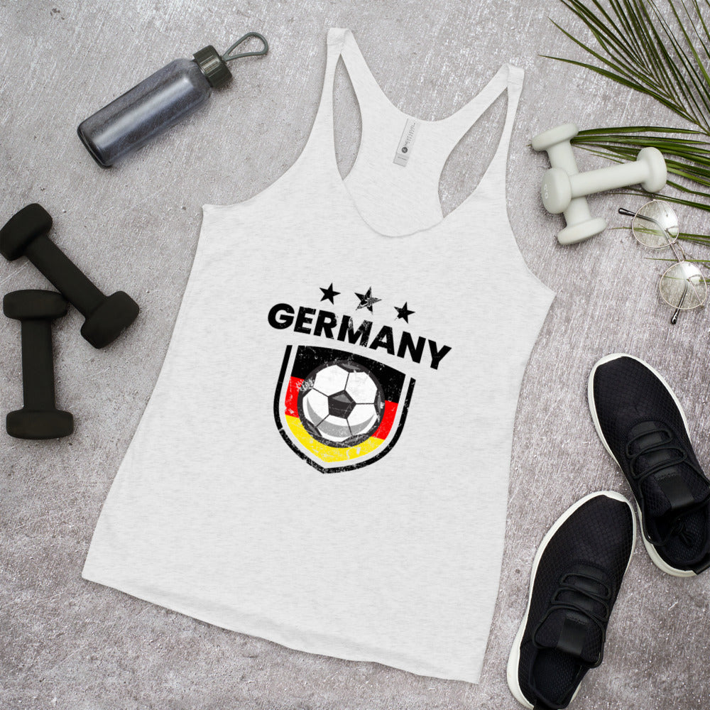 Retro Germany Soccer Team Football Fan Country Deutschland German Flag Women's Racerback Tank Top