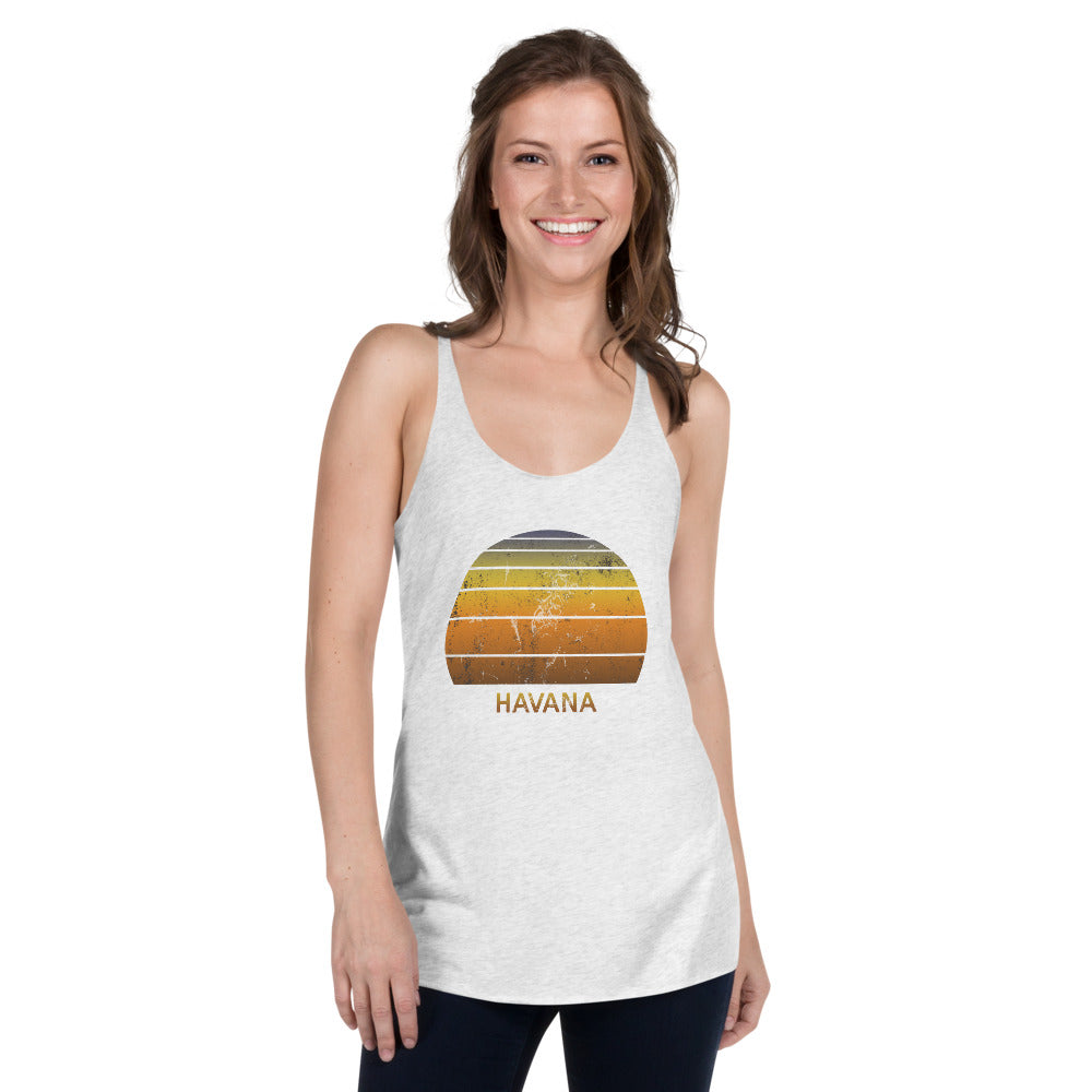 Retro Havana Cuba Beach Vacation Souvenir Women's Racerback Tank Top