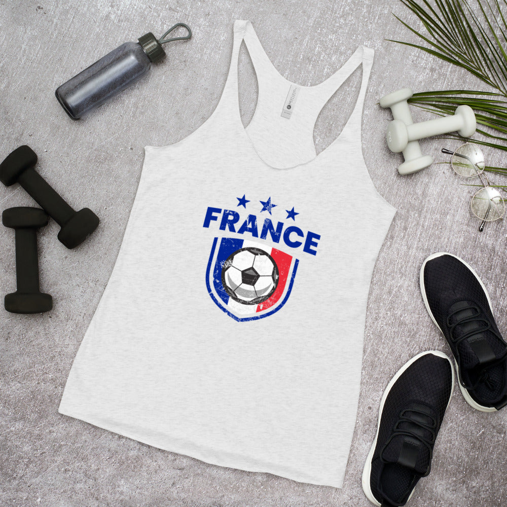 Retro France Soccer Team Football Fan Country French Flag Women's Racerback Tank Top